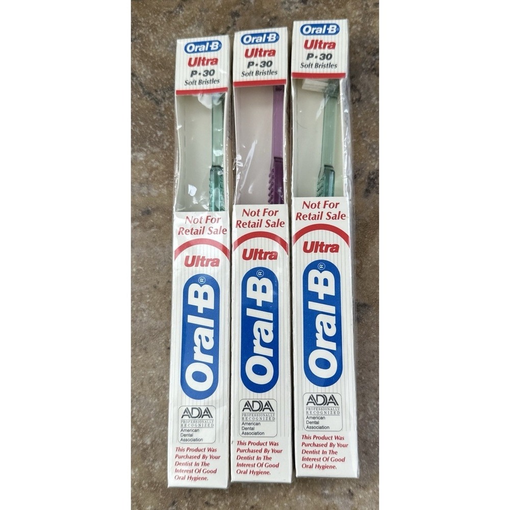 Vintage 1989 Oral B Toothbrushes Adult Ultra P-30 Soft Bristles Lots Of 3